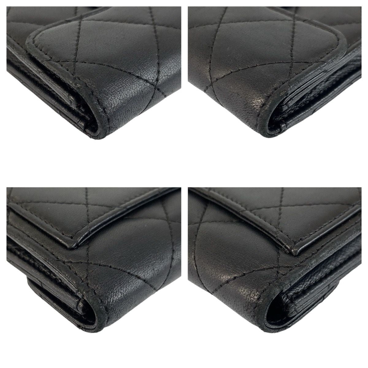 Chanel Quilted Black Silver Leather Coin Purse
