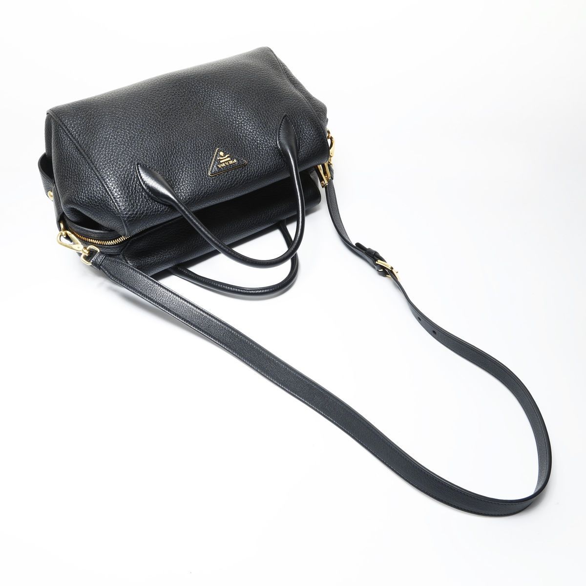 Prada Shoulder Bag Vitello Daino Leather Duffle 2-Way
