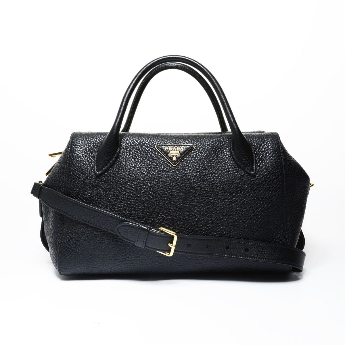 Prada Shoulder Bag Vitello Daino Leather Duffle 2-Way