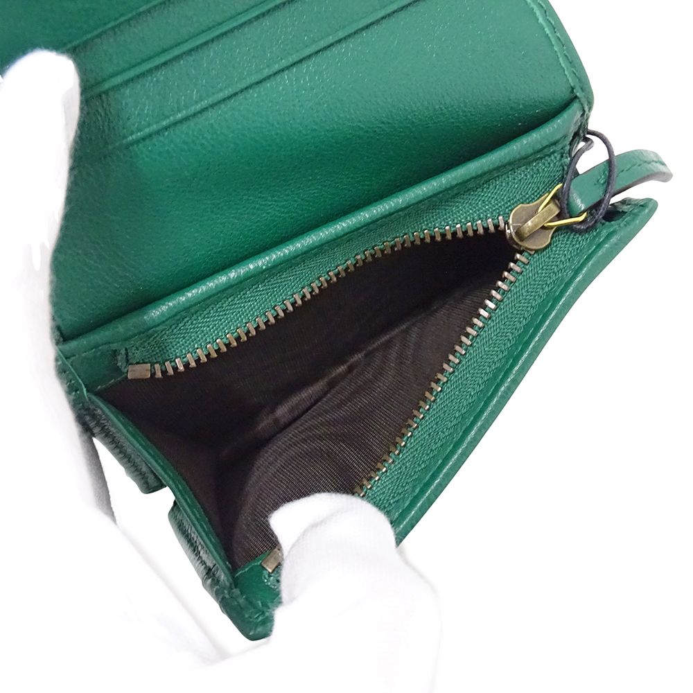 Gucci Wallet Bifold Petit Marmont Bamboo Leather Green Mini