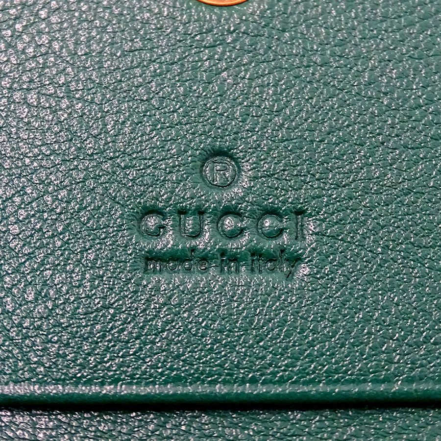Gucci Wallet Bifold Petit Marmont Bamboo Leather Green Mini