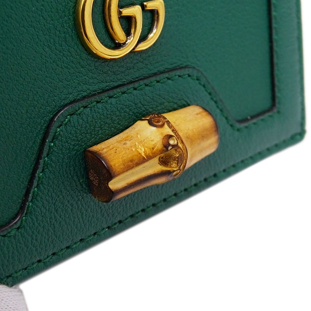Gucci Wallet Bifold Petit Marmont Bamboo Leather Green Mini