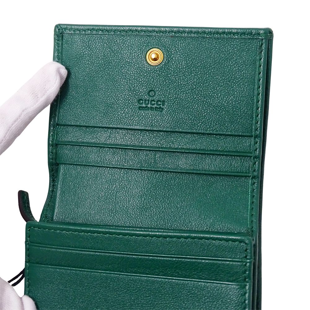 Gucci Wallet Bifold Petit Marmont Bamboo Leather Green Mini