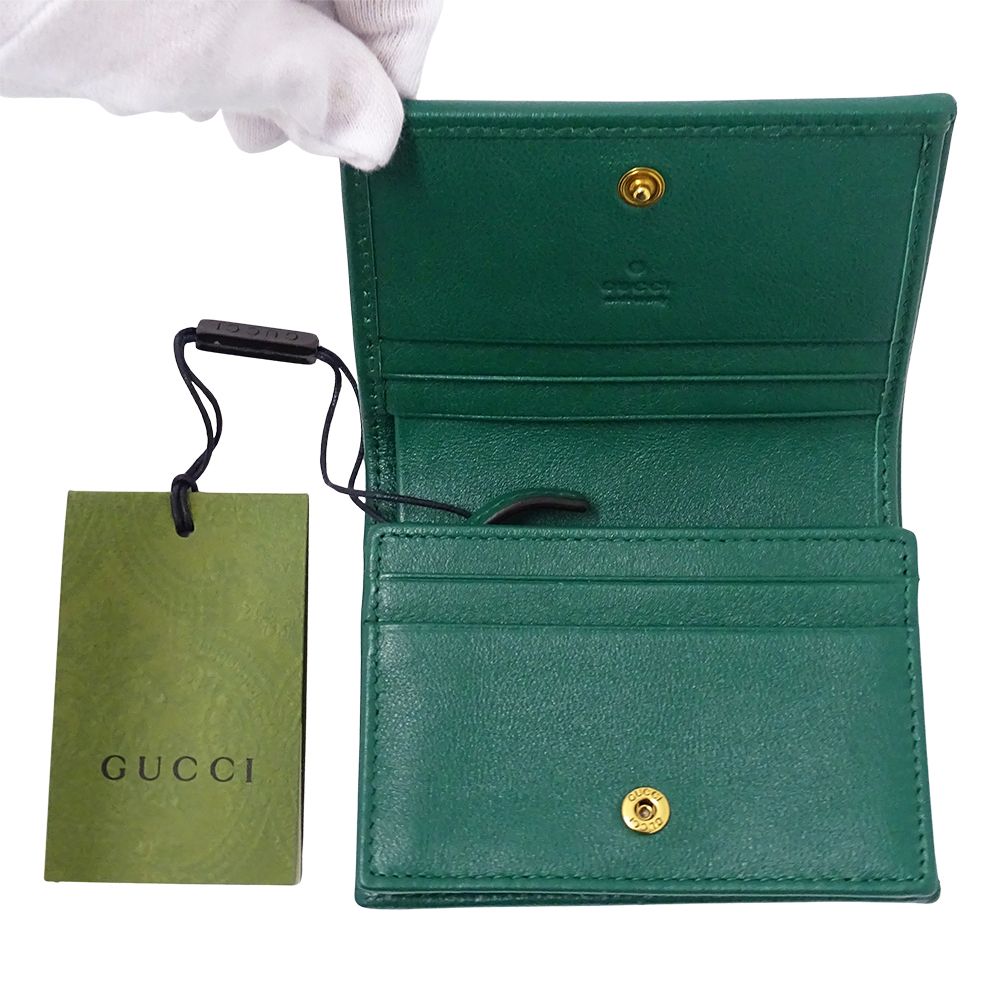Gucci Wallet Bifold Petit Marmont Bamboo Leather Green Mini