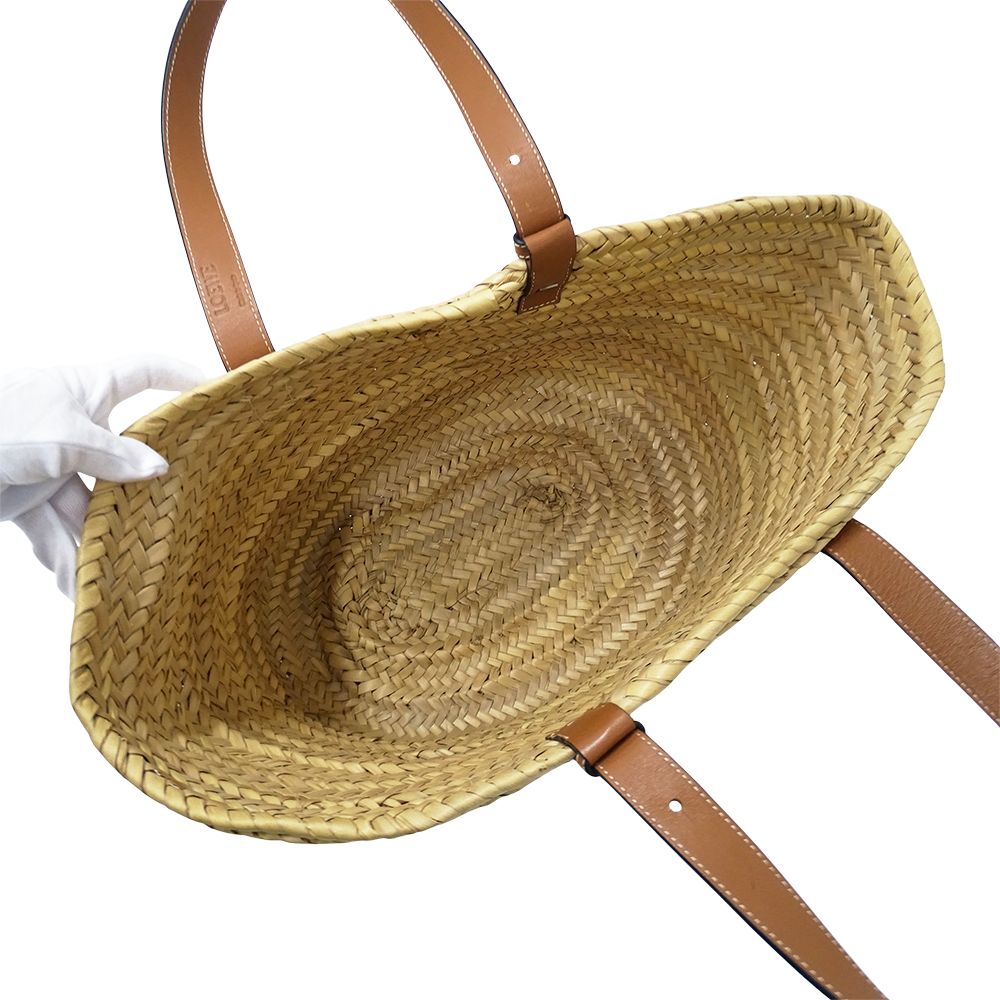 Loewe Tote Basket Large Palmleaf Calf Leather Natural Tan Beige Brown Large