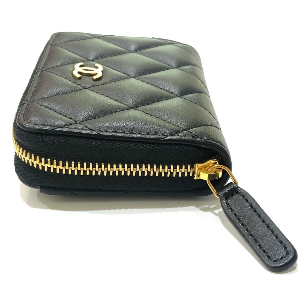 Chanel Coin Case CC Logo Classic Zip Lambskin Black