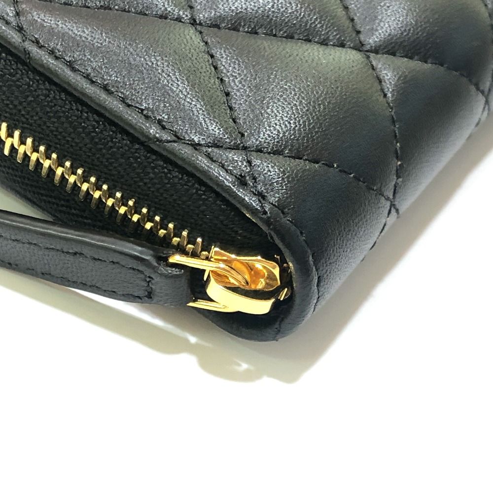 Chanel Coin Case CC Logo Classic Zip Lambskin Black