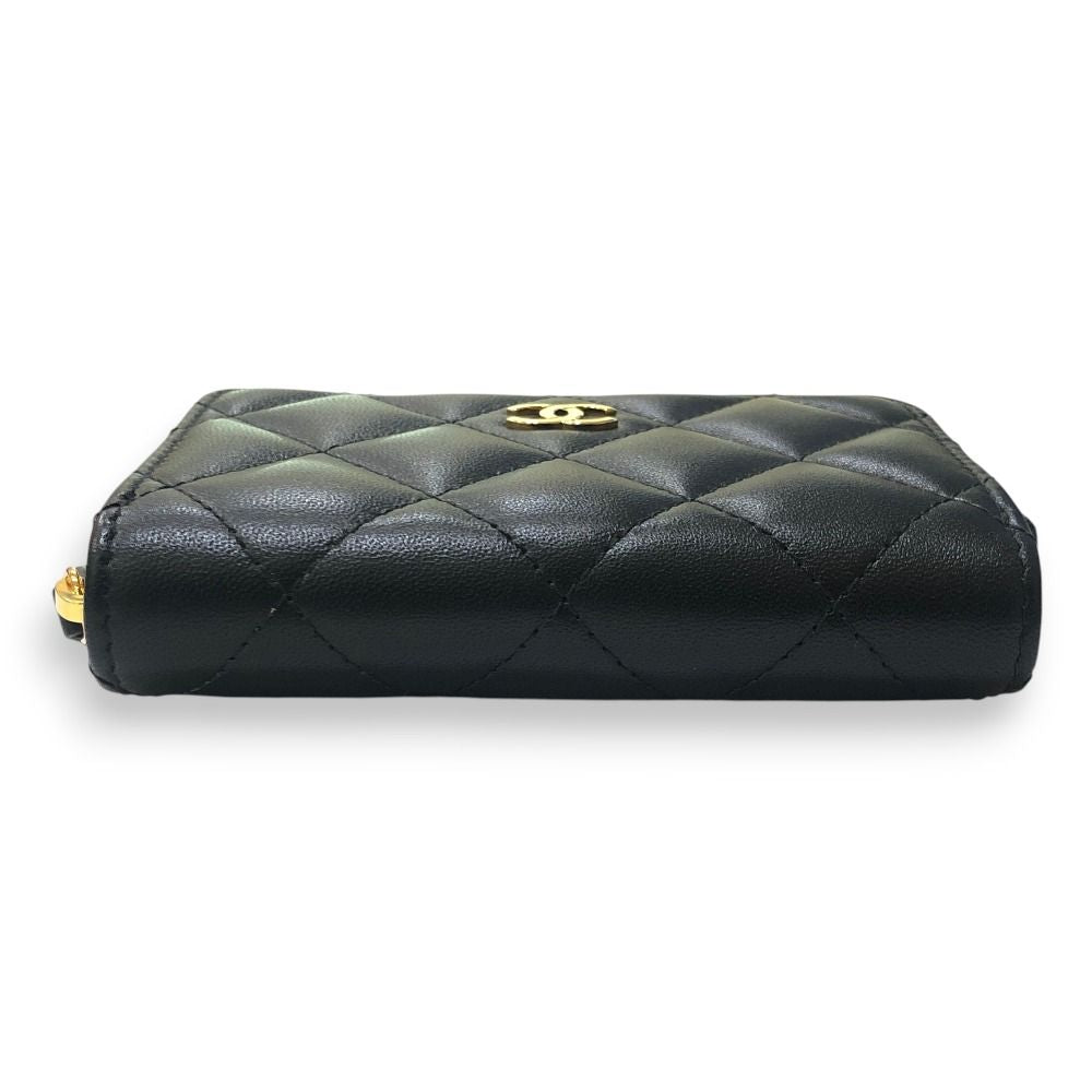 Chanel Coin Case CC Logo Classic Zip Lambskin Black