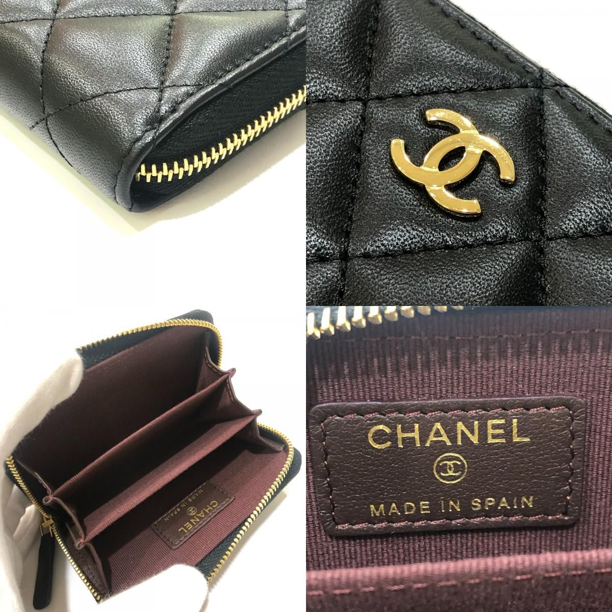 Chanel Coin Case CC Logo Classic Zip Lambskin Black