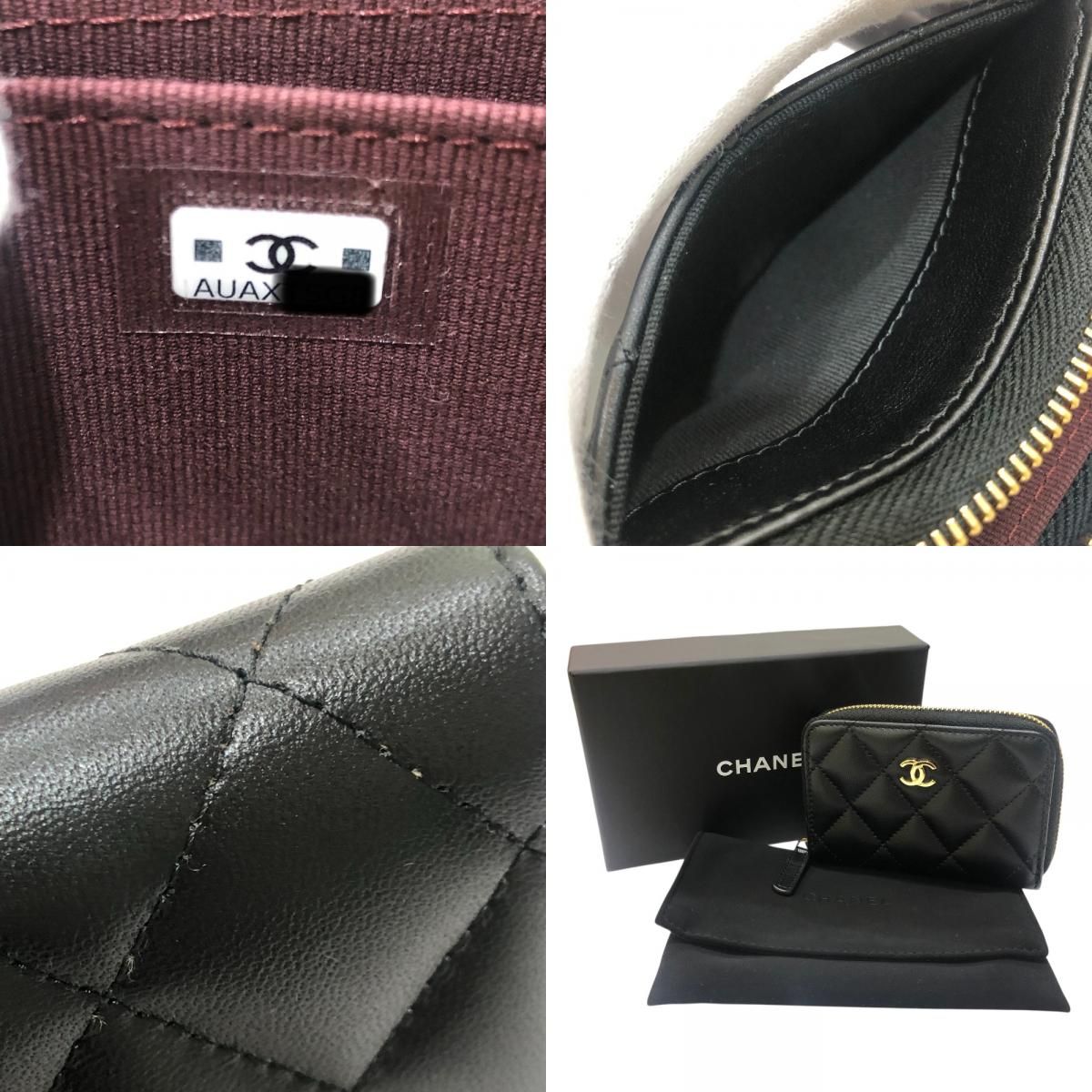Chanel Coin Case CC Logo Classic Zip Lambskin Black