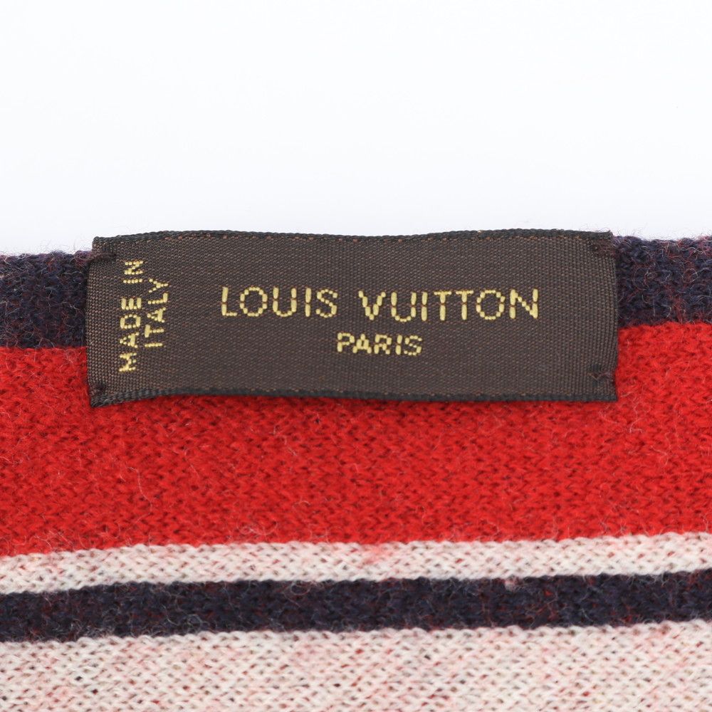 Louis Vuitton Tag Logo Stripe Red Scarf Eem