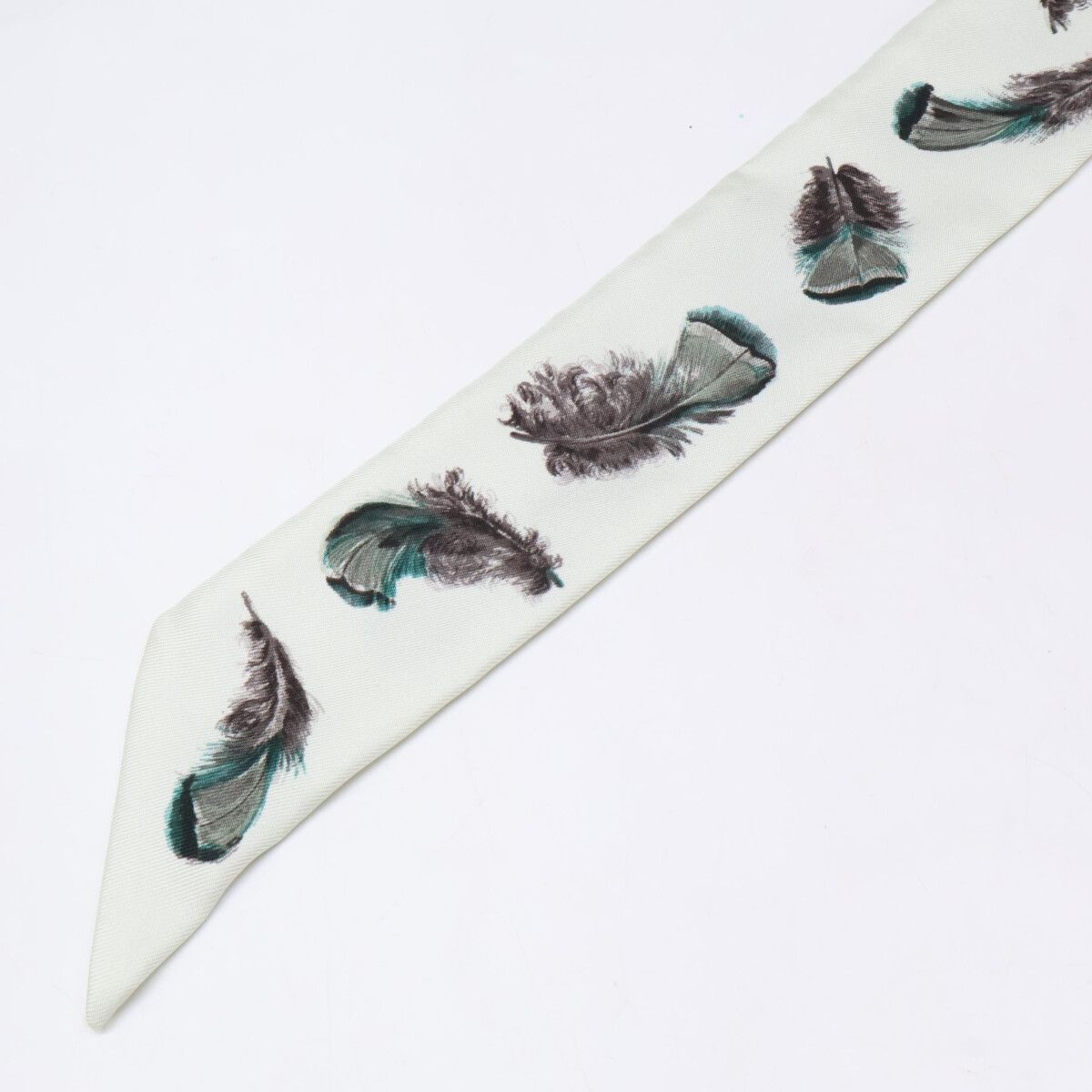 Hermes Feathers Silk Twilly Scarf
