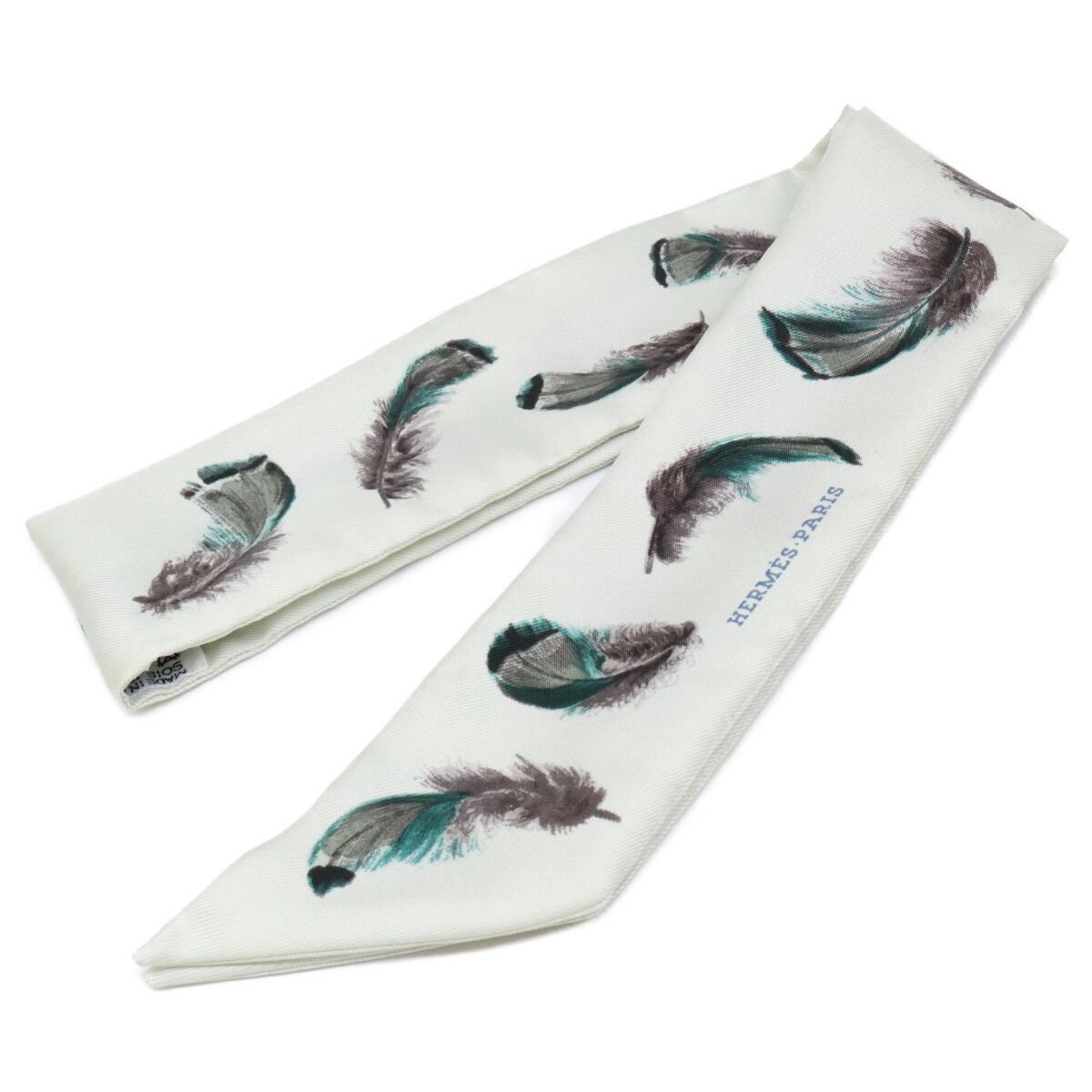 Hermes Feathers Silk Twilly Scarf