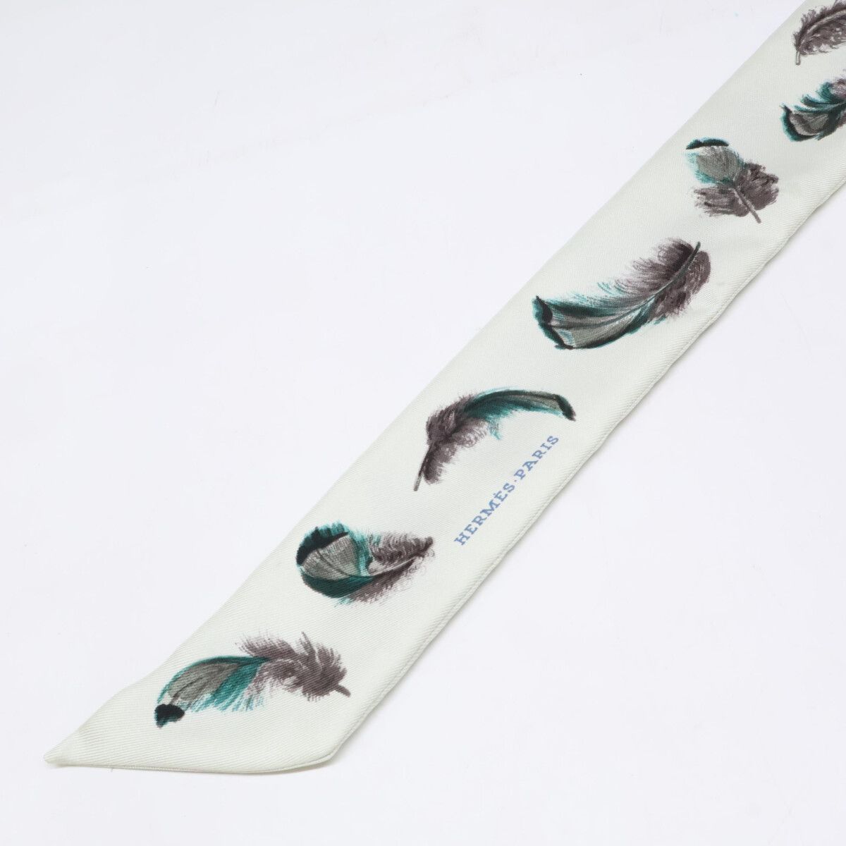 Hermes Feathers Silk Twilly Scarf