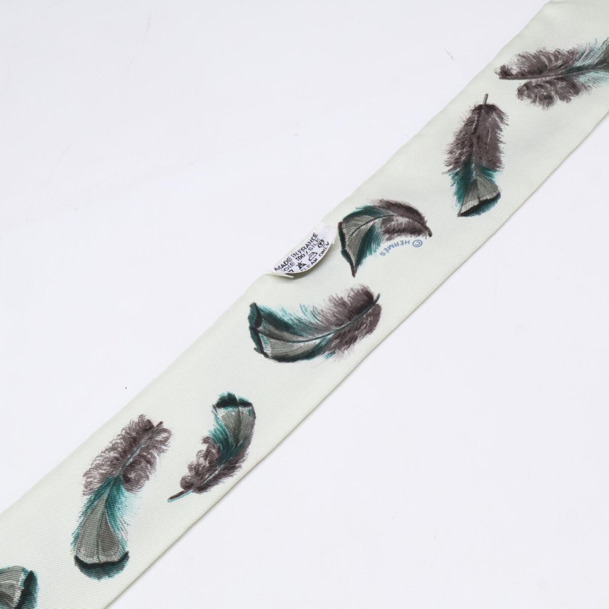 Hermes Feathers Silk Twilly Scarf