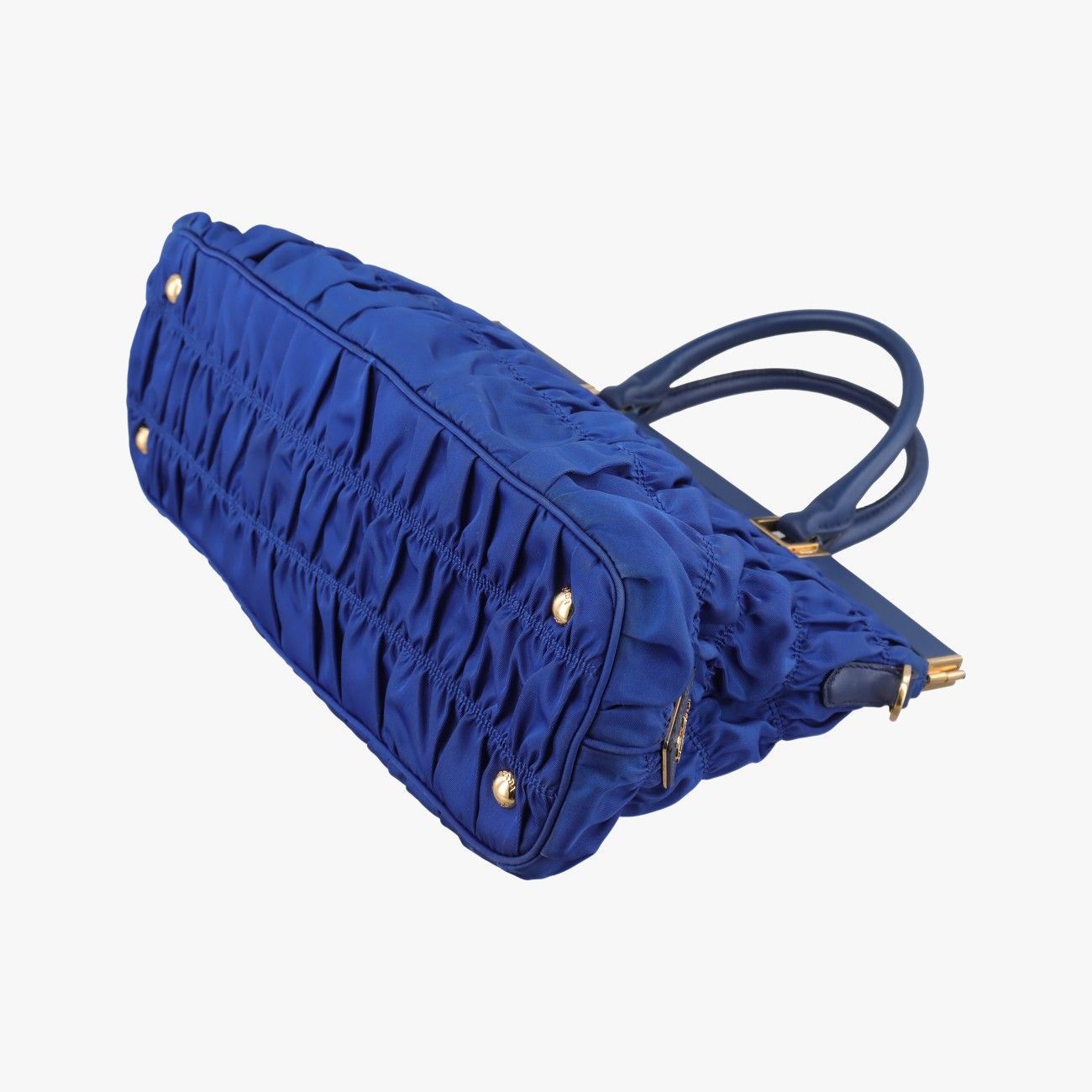 Prada Gathered Bag Blue Nylon Leather