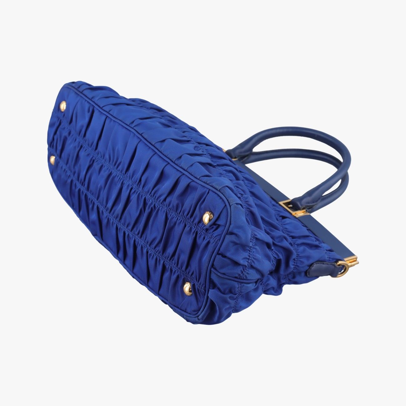 Prada Gathered Bag Blue Nylon Leather