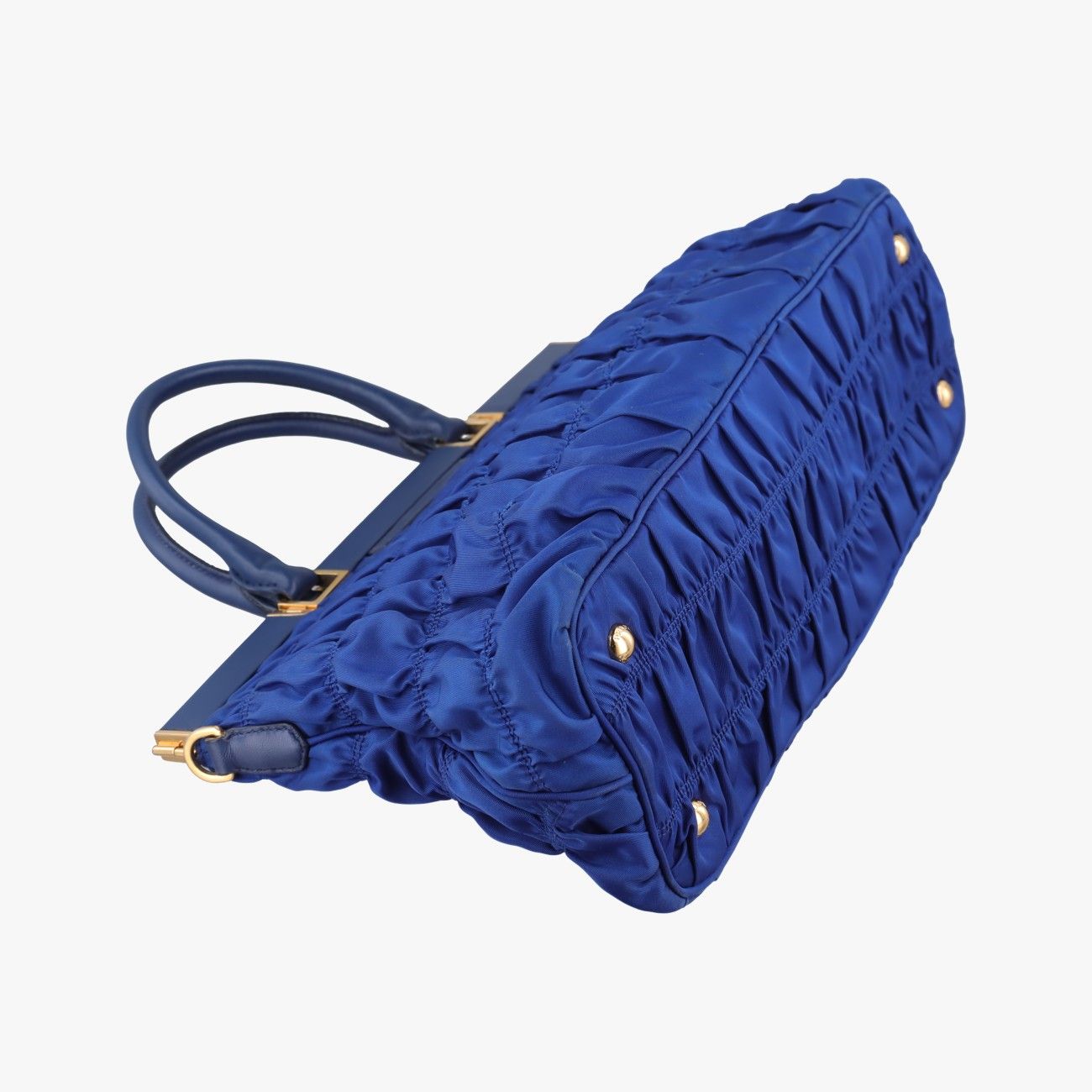 Prada Gathered Bag Blue Nylon Leather
