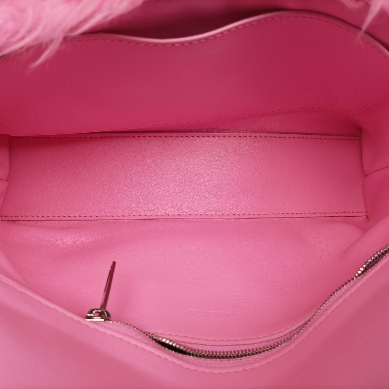 Balenciaga Downtown Pink Faux Fur Messenger Bag