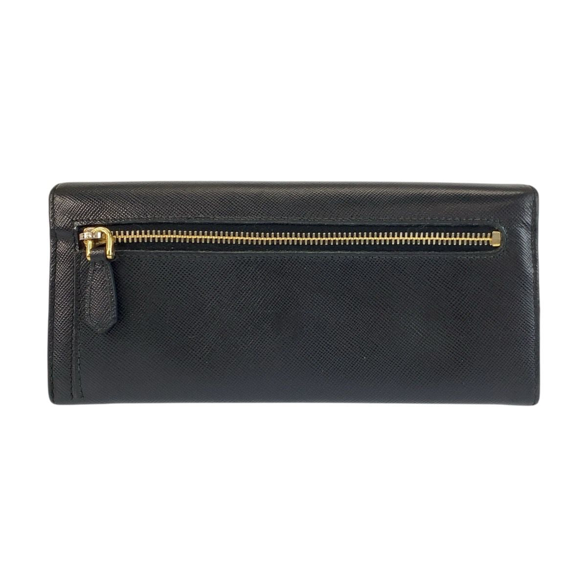 Prada Saffiano Fiocco Ribbon Black Gold Leather Wallet