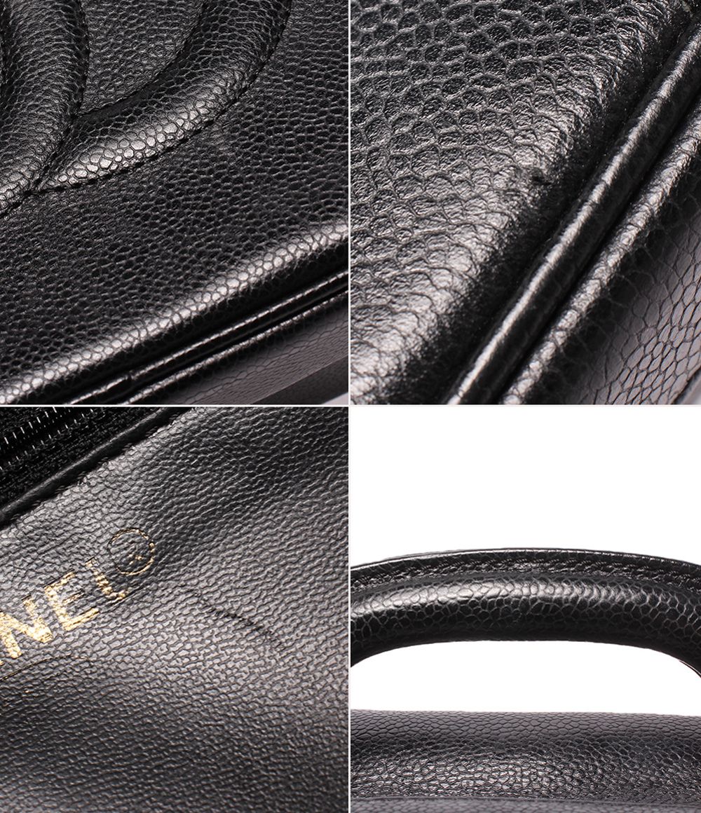 Chanel 2-Way Vanity Shoulder Bag Crossbody CC Logo Caviar Leather Gold No 5