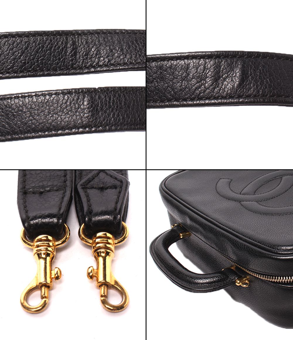 Chanel 2-Way Vanity Shoulder Bag Crossbody CC Logo Caviar Leather Gold No 5