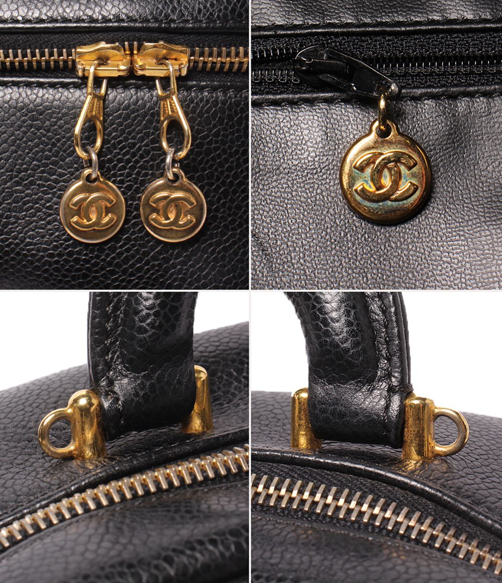 Chanel 2-Way Vanity Shoulder Bag Crossbody CC Logo Caviar Leather Gold No 5