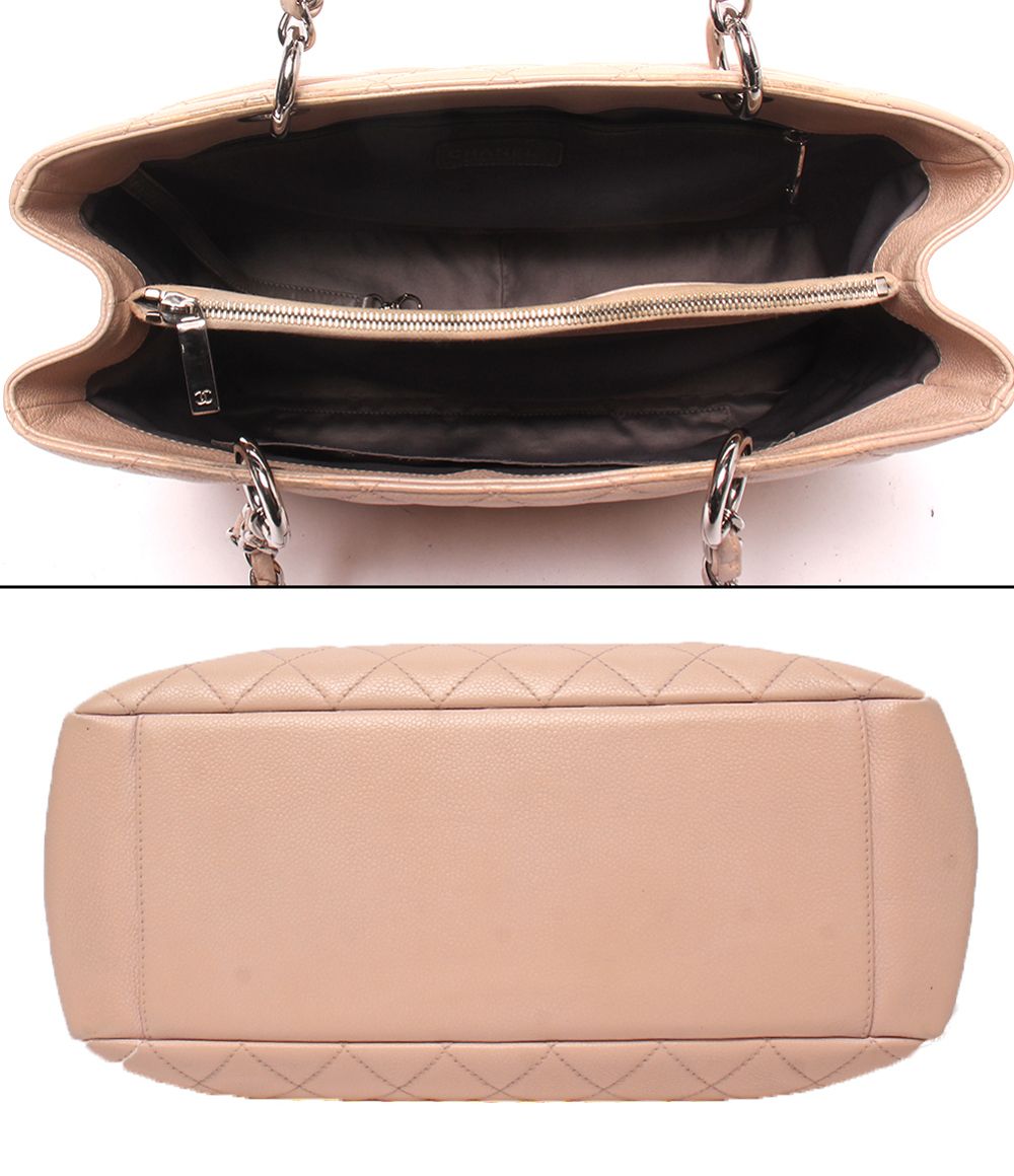 Chanel Chain Tote Silver Caviar Leather Grand Shopping GST