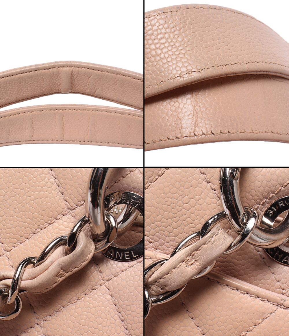Chanel Chain Tote Silver Caviar Leather Grand Shopping GST