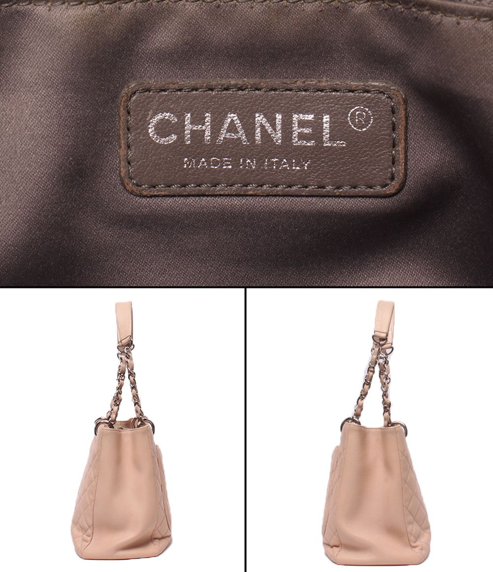 Chanel Chain Tote Silver Caviar Leather Grand Shopping GST