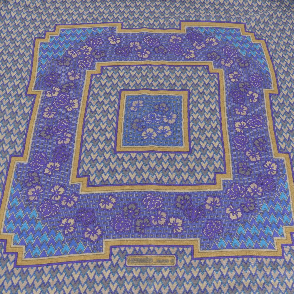 Hermes Carre Jean 140 Geometric Scarf Gray Eem