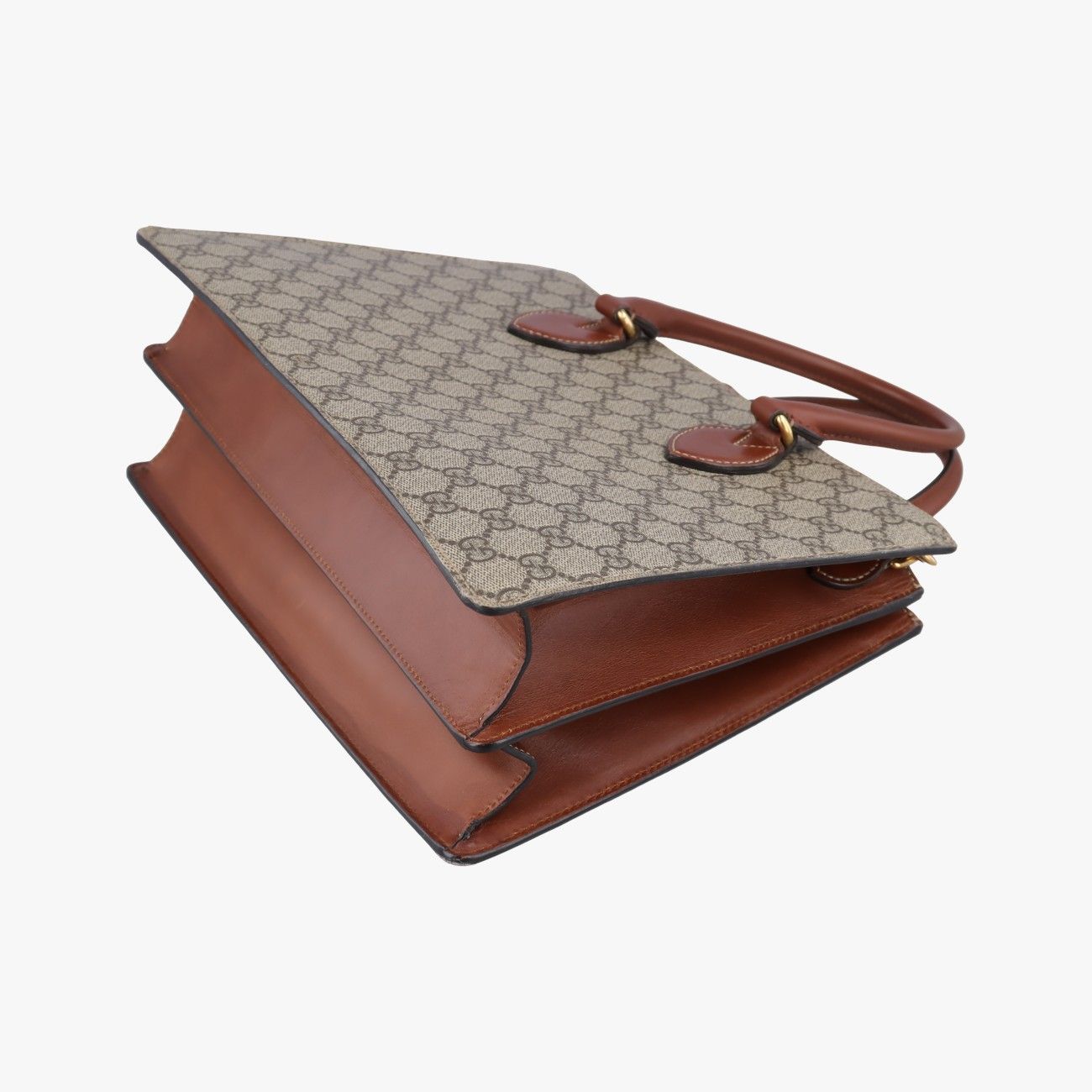 Gucci GG Supreme Beige Brown Canvas Leather Tote
