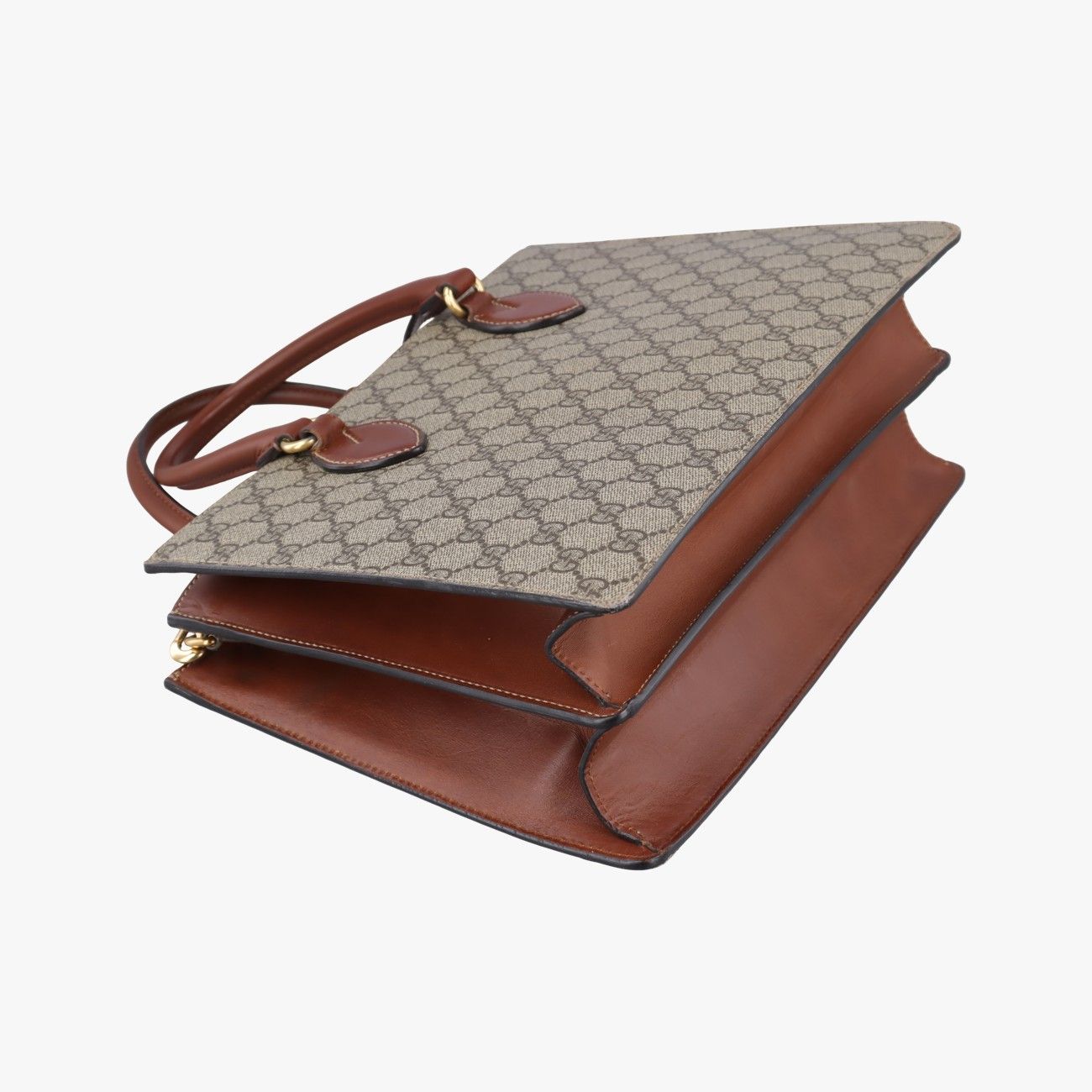 Gucci GG Supreme Beige Brown Canvas Leather Tote
