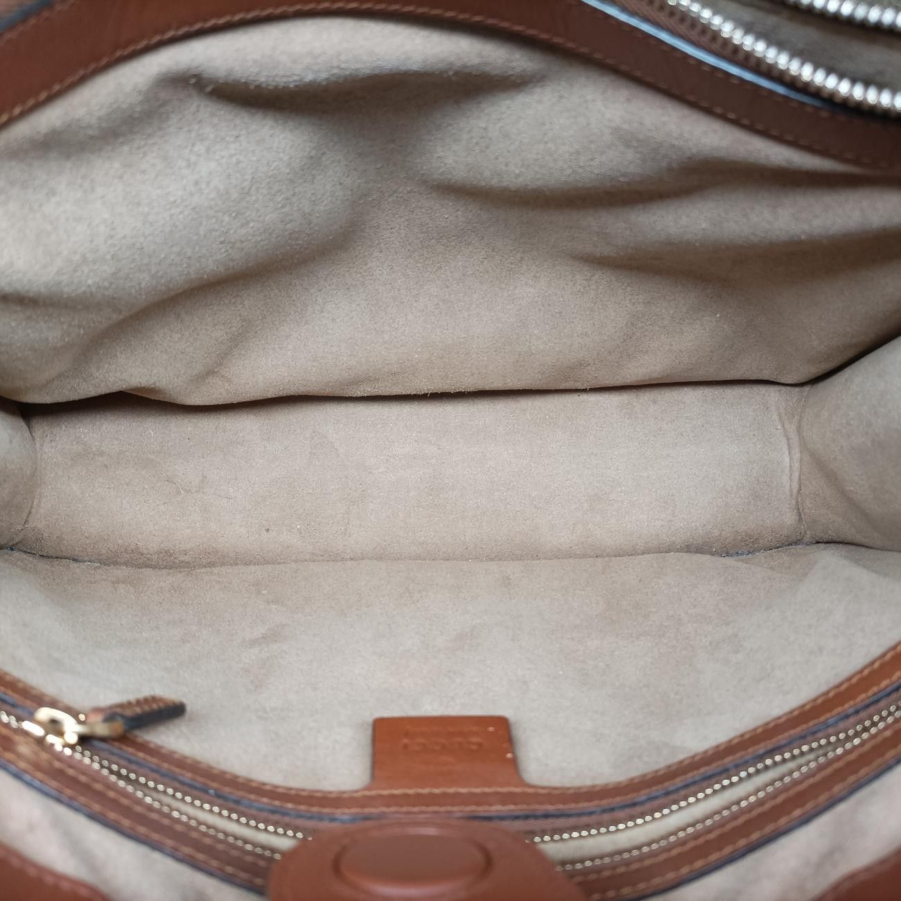 Gucci GG Supreme Beige Brown Canvas Leather Tote