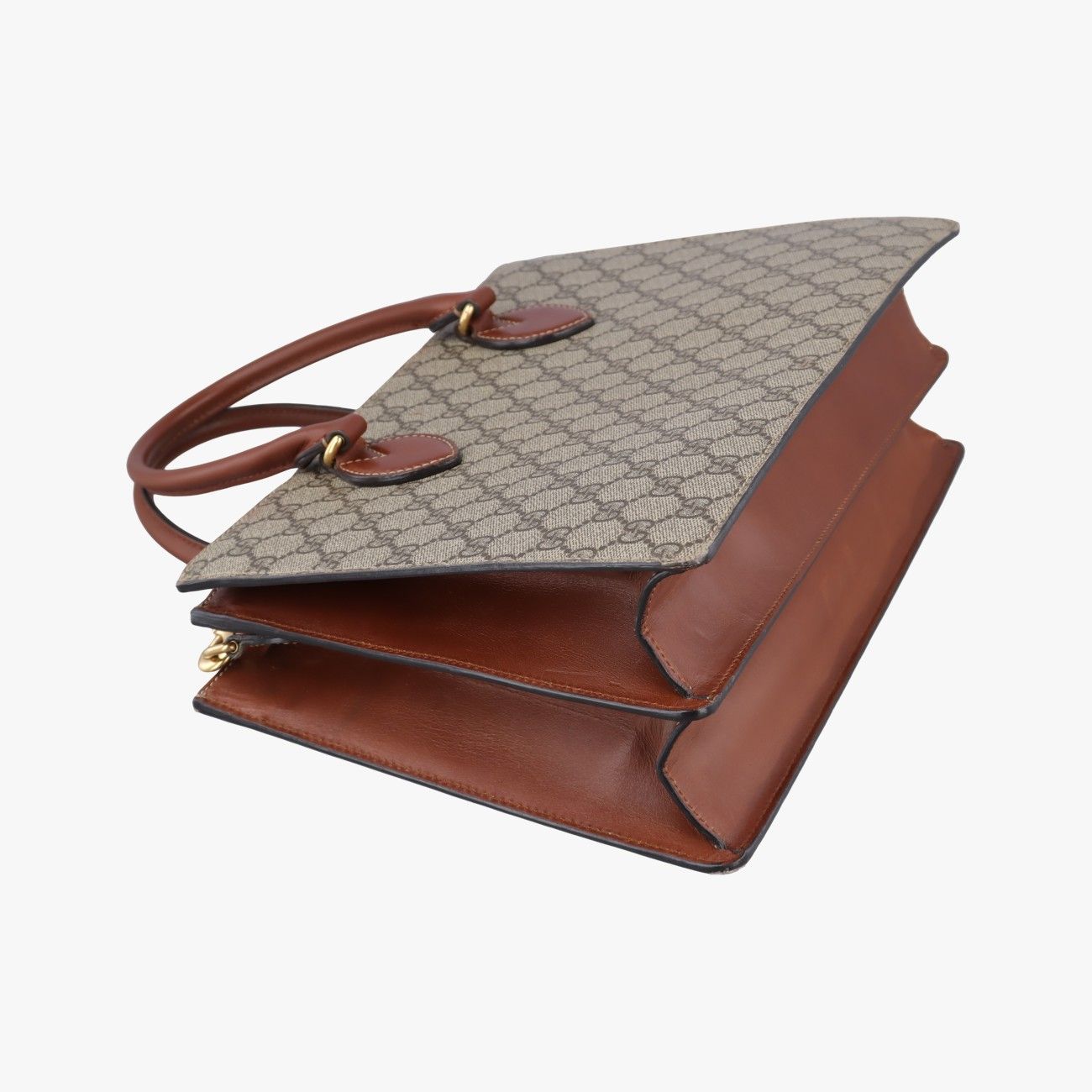 Gucci GG Supreme Beige Brown Canvas Leather Tote