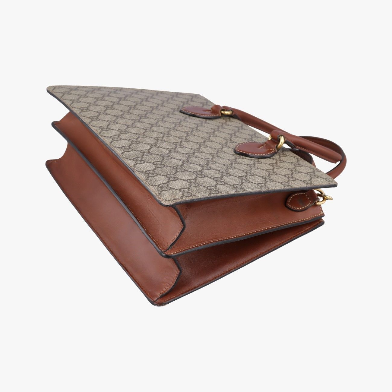 Gucci GG Supreme Beige Brown Canvas Leather Tote