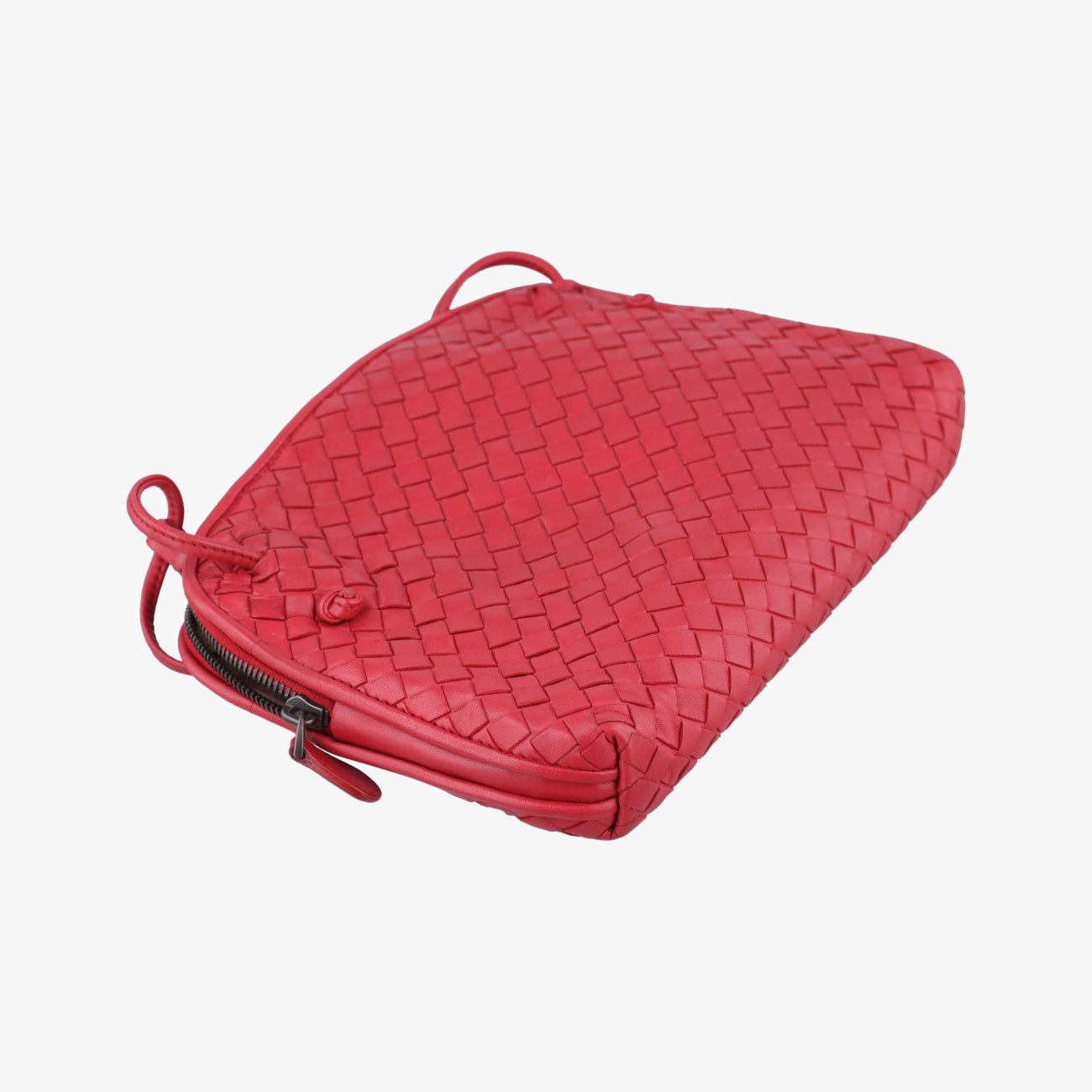 Bottega Veneta Nodini Intrecciato Red Lambskin Messenger Bag