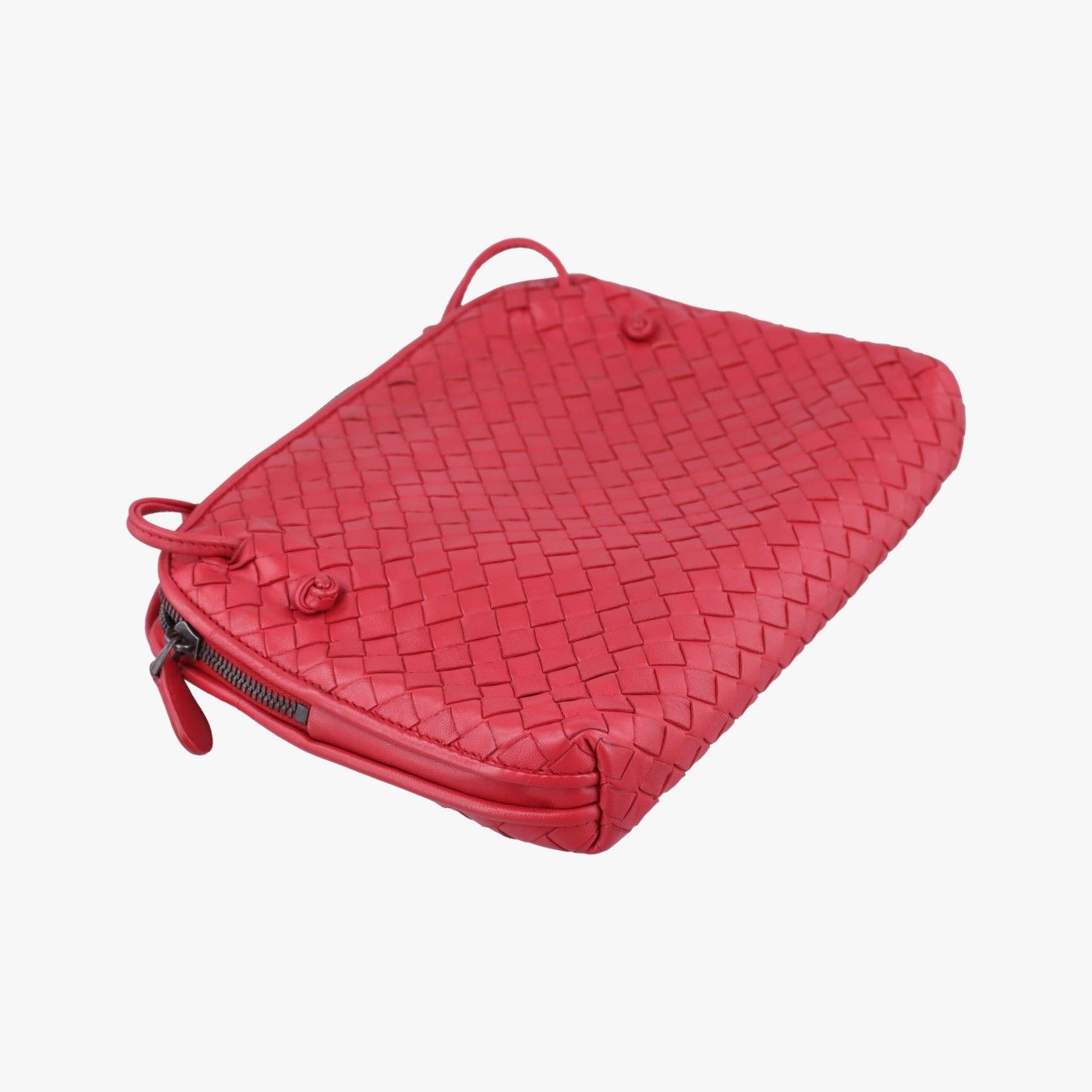 Bottega Veneta Nodini Intrecciato Red Lambskin Messenger Bag