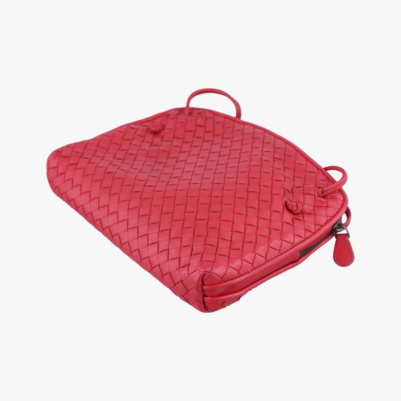 Bottega Veneta Nodini Intrecciato Red Lambskin Messenger Bag