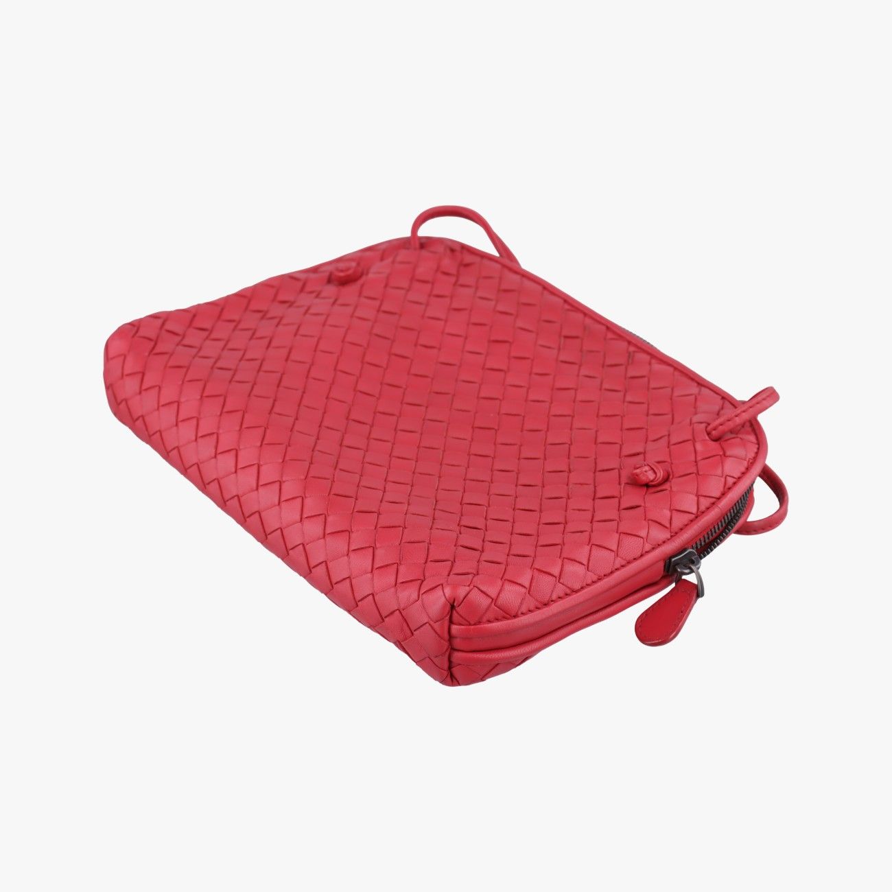 Bottega Veneta Nodini Intrecciato Red Lambskin Messenger Bag