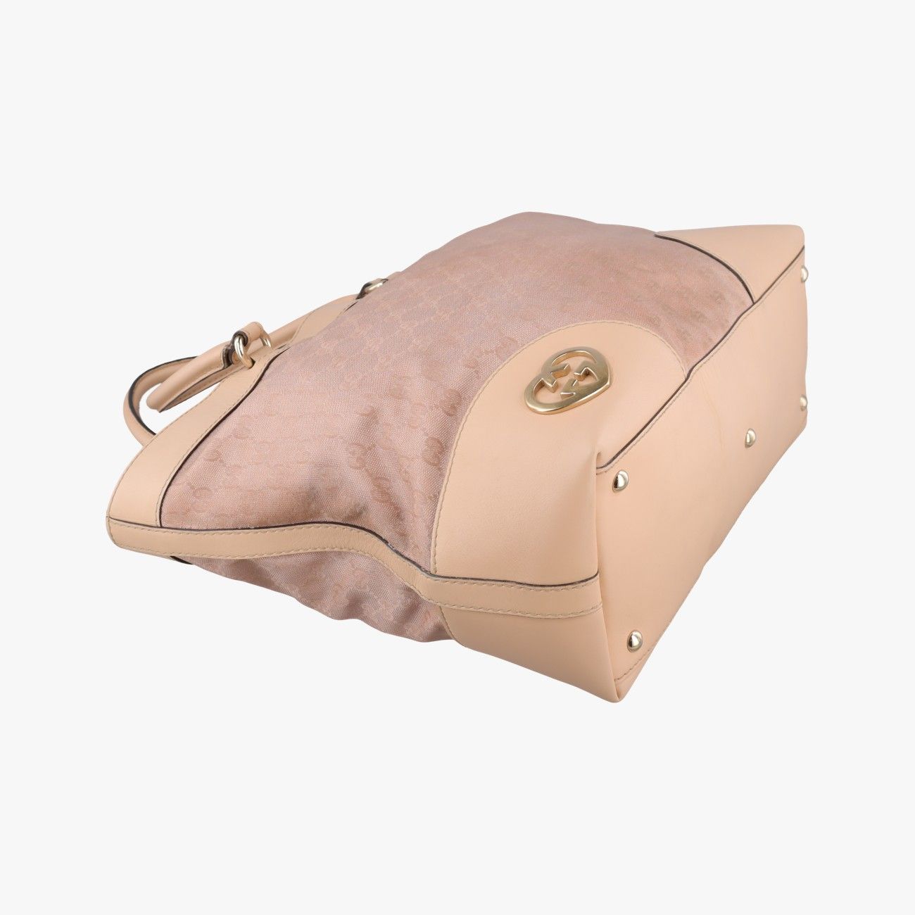 Gucci Brea Pink Beige Canvas Leather Handbag