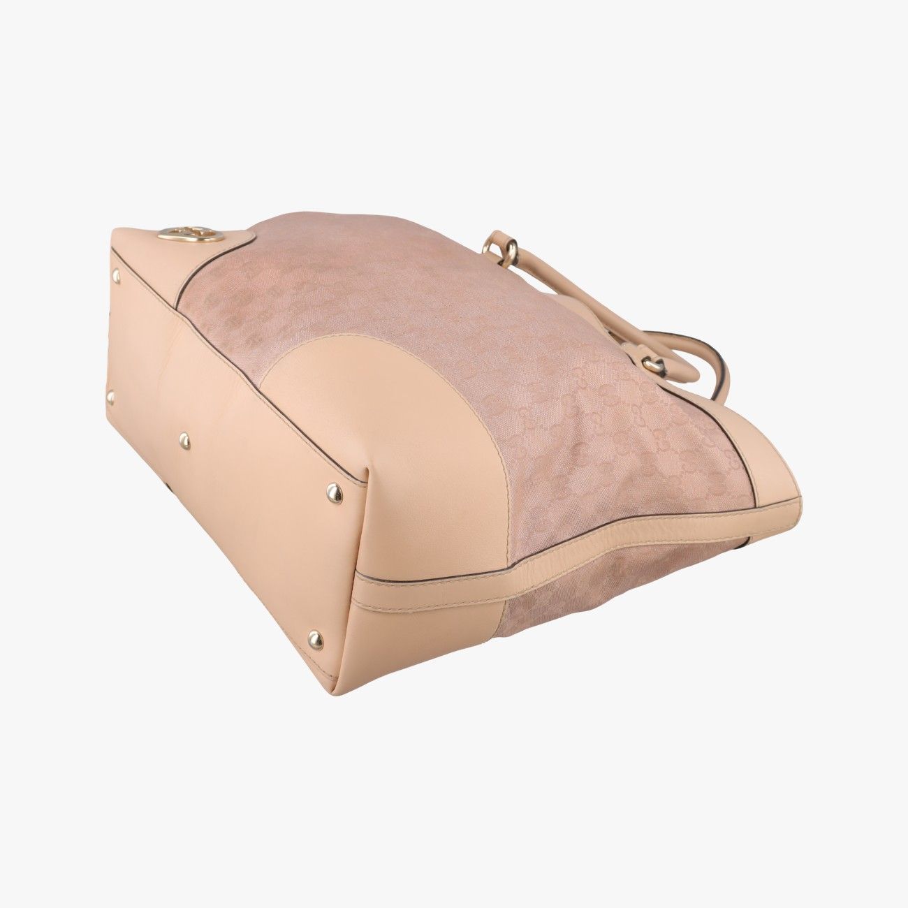 Gucci Brea Pink Beige Canvas Leather Handbag