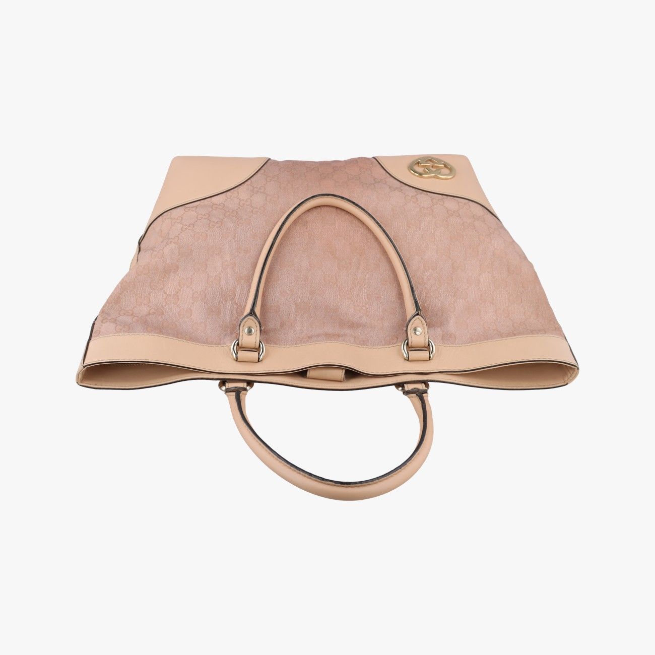Gucci Brea Pink Beige Canvas Leather Handbag