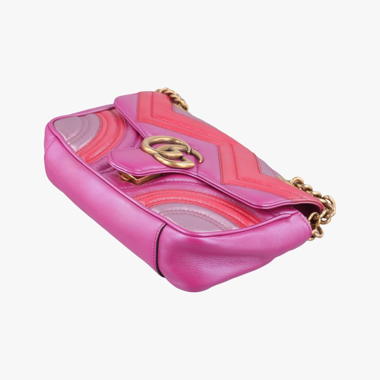 Gucci GG Marmont Pink Orange Rose Red Leather Messenger Bag