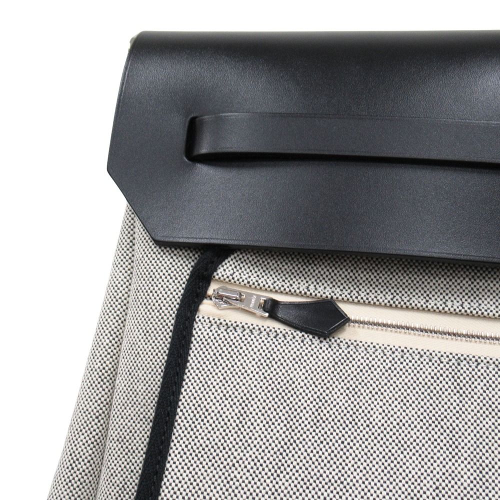 Hermes Herbag Zip 50 Cabin 2-Way Hand Shoulder Chaine D'ancre Ecru Black Handbag