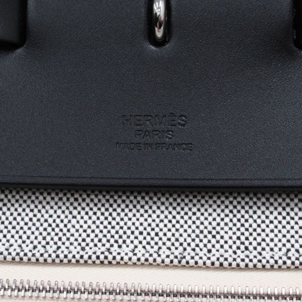 Hermes Herbag Zip 50 Cabin 2-Way Hand Shoulder Chaine D'ancre Ecru Black Handbag