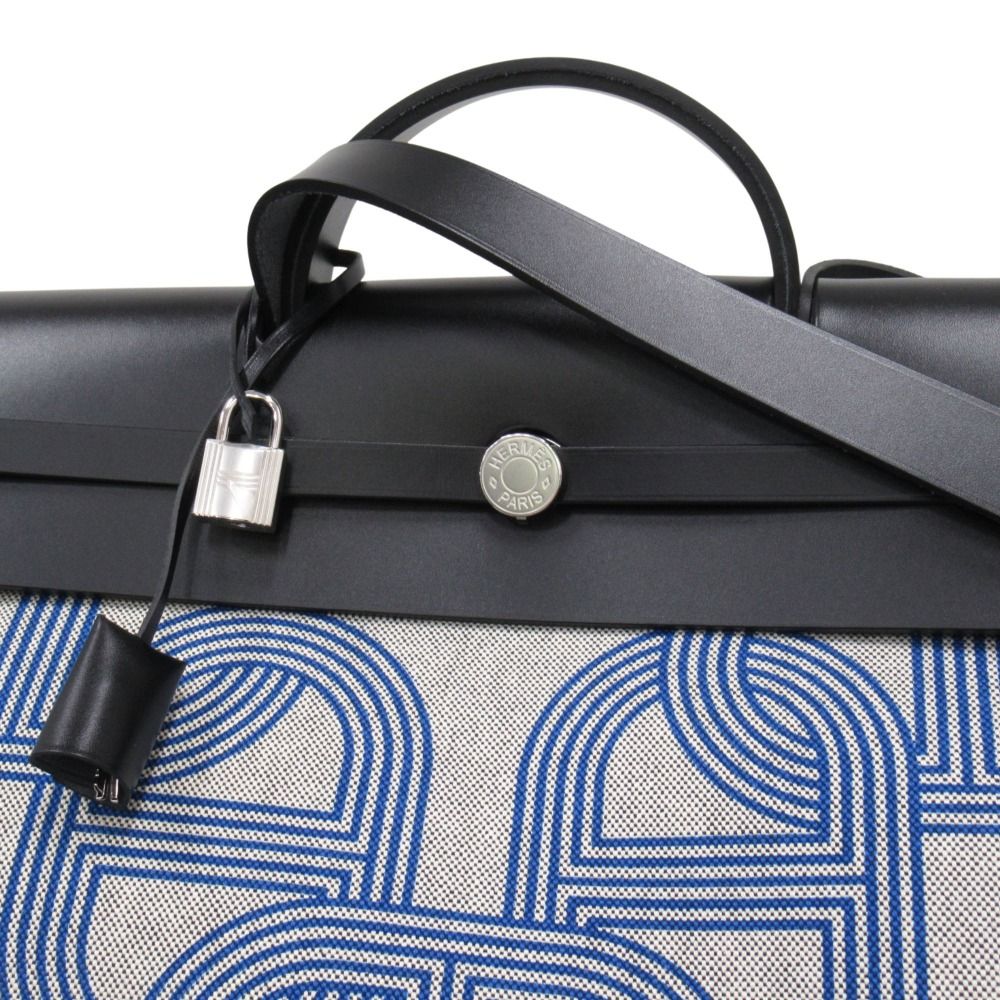 Hermes Herbag Zip 50 Cabin 2-Way Hand Shoulder Chaine D'ancre Ecru Black Handbag