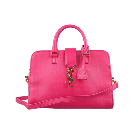 Saint Laurent Yves Baby Cabas Rose Red Leather Messenger Bag