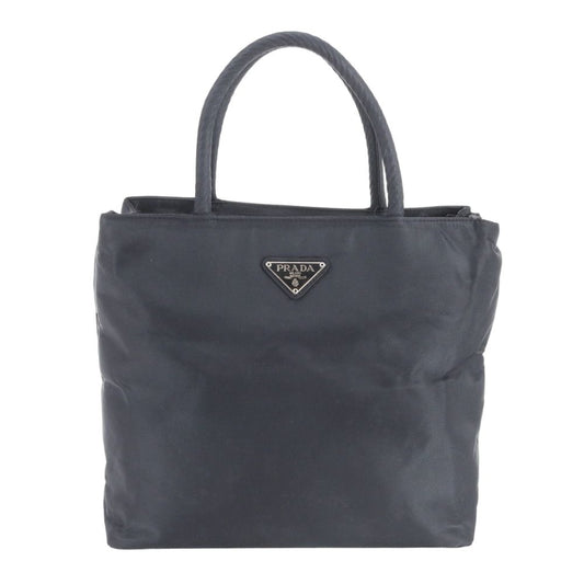 Prada Tessuto Nylon Triangle Logo Handbag Tote Black Ebe