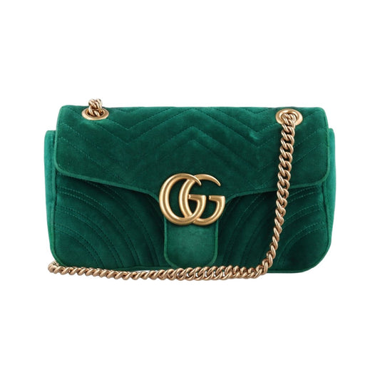 Gucci GG Marmont Green Velour Messenger Bag